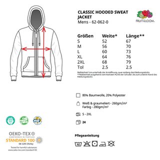 Classic Hooded Sweat bedrucken  Jacket Schwarz L Fruit of the Loom