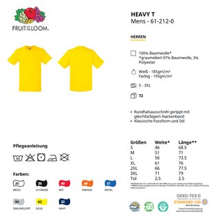 Heavy T-Shirt bedrucken Wei S Fruit of the Loom