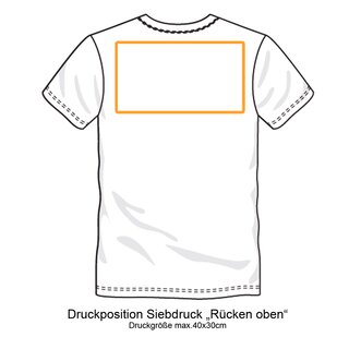 T-shirt  Hoodie Siebdruck Rücken oben 7500-10000 Stück 2 Farben